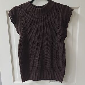 Evereve Chocolate Knit Capsleeve Top